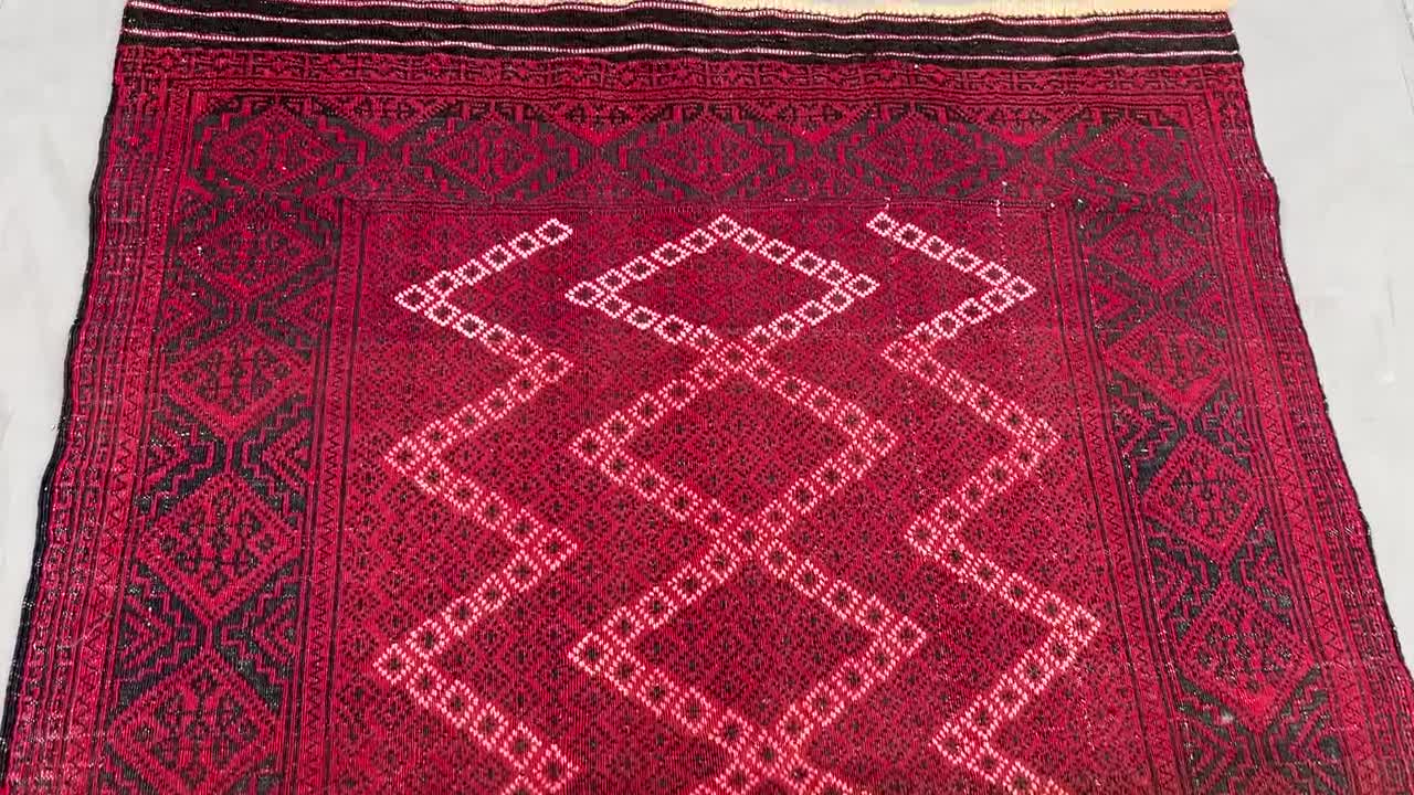 3'8 x 5'5フィートのヴィンテージアフガニスタンスマックキリムラグ