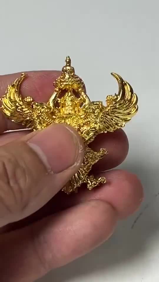 Garuda Amulet: Thai Bronze Phaya Krut With Buddha - Wat Kruttaram