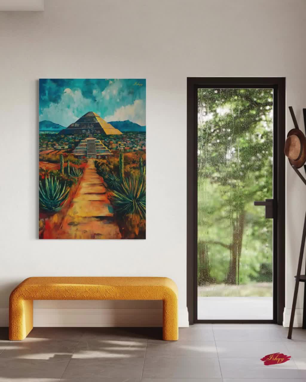Great Pyramid of Cholula Painting Print, Canvas Framed Canvas