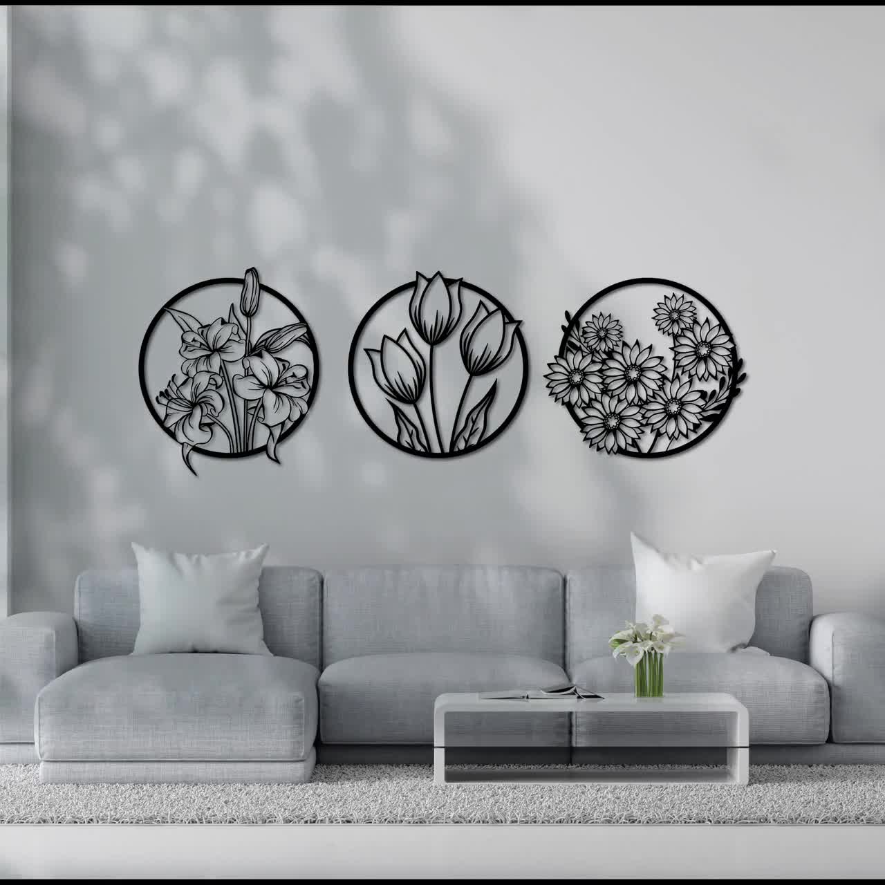 Orchid, Tulip and Daisy Wall Art Dxf, Svg, Eps, Ai and Pdf Files