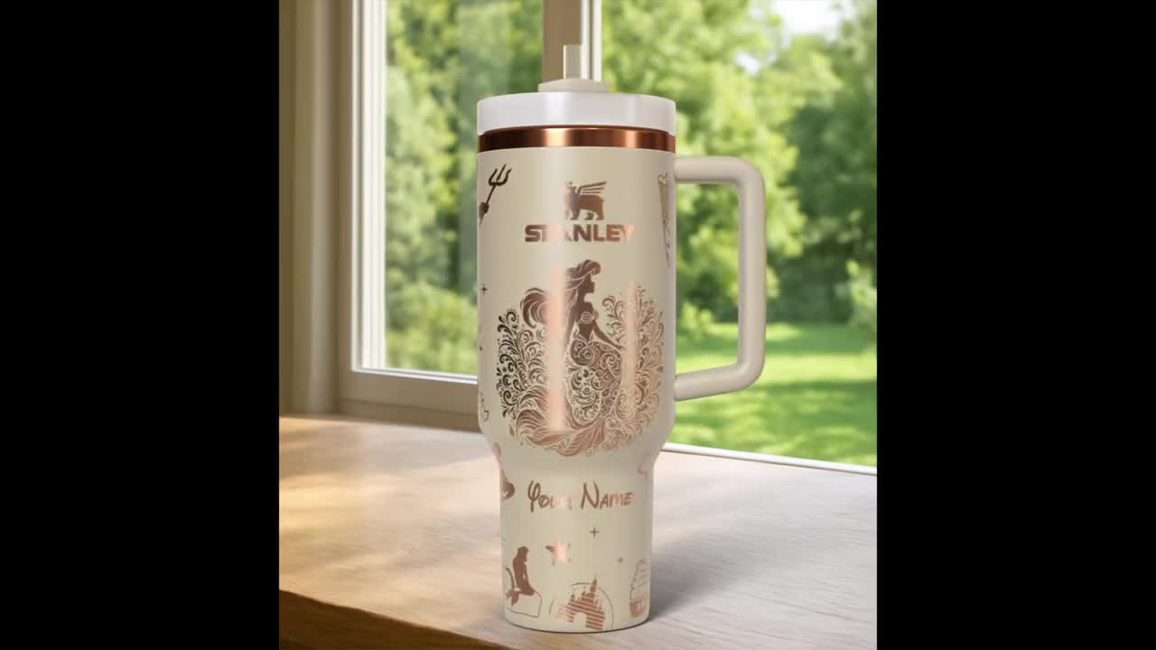 Little Mermaid 40oz Tumbler Engraved Laser, Stainless Steel Tumbler video poster