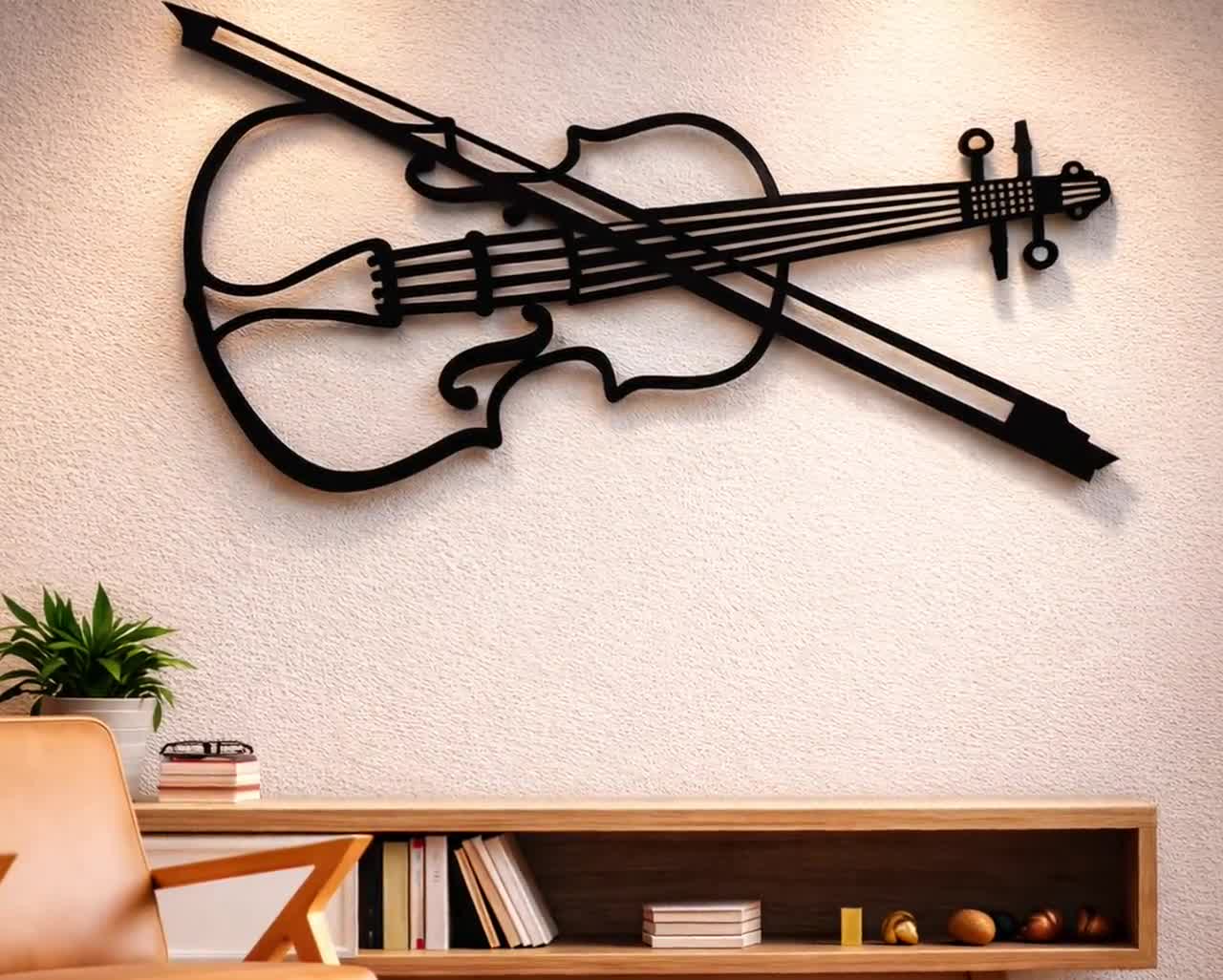 Violin Metal Wall Art Files, CNC Plasma Laser Cut (svg, Dxf, Png