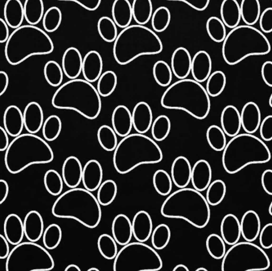 Huellas de patas en blanco y negro Todo el patrón para la decoración del  hogar: cortinas, almohadas, camas para perros y fondos SVG PNG Descarga  instantánea -  España