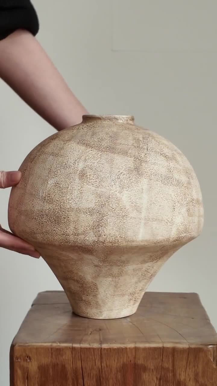 Handmade Wabi Sabi Ceramic Vases for Flowers , Speckled Stone