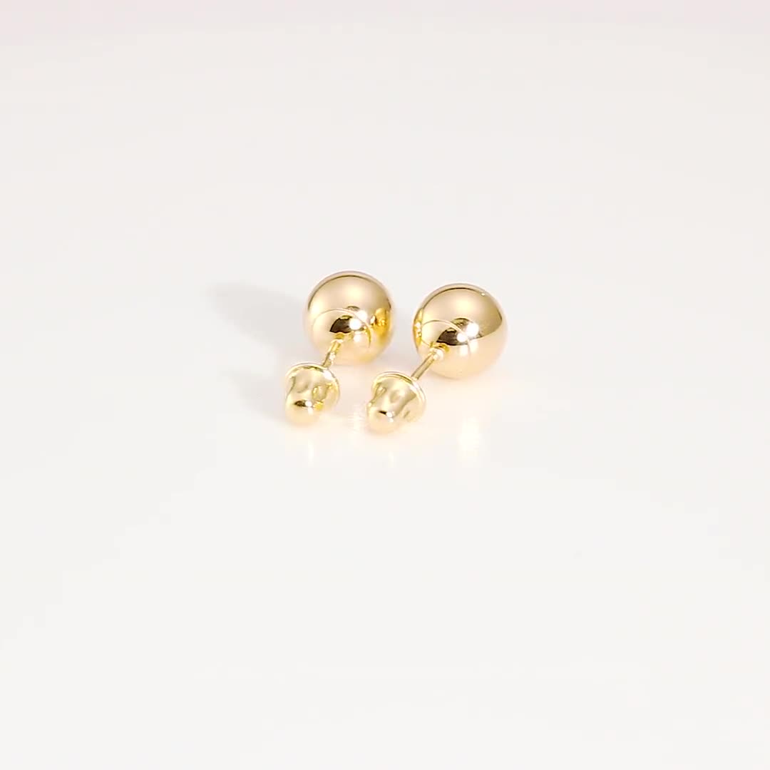 14k White Gold Classic Ball Stud Earrings with Screwbacks (Unisex) – TILO  JEWELRY