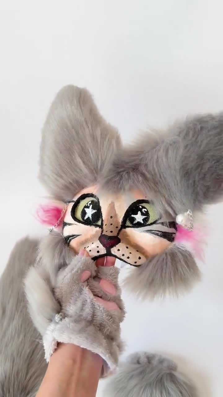 Kit bricolage de masques de chat Therian : masque d'animal en fausse fourrure, équipement Quadrobics - France