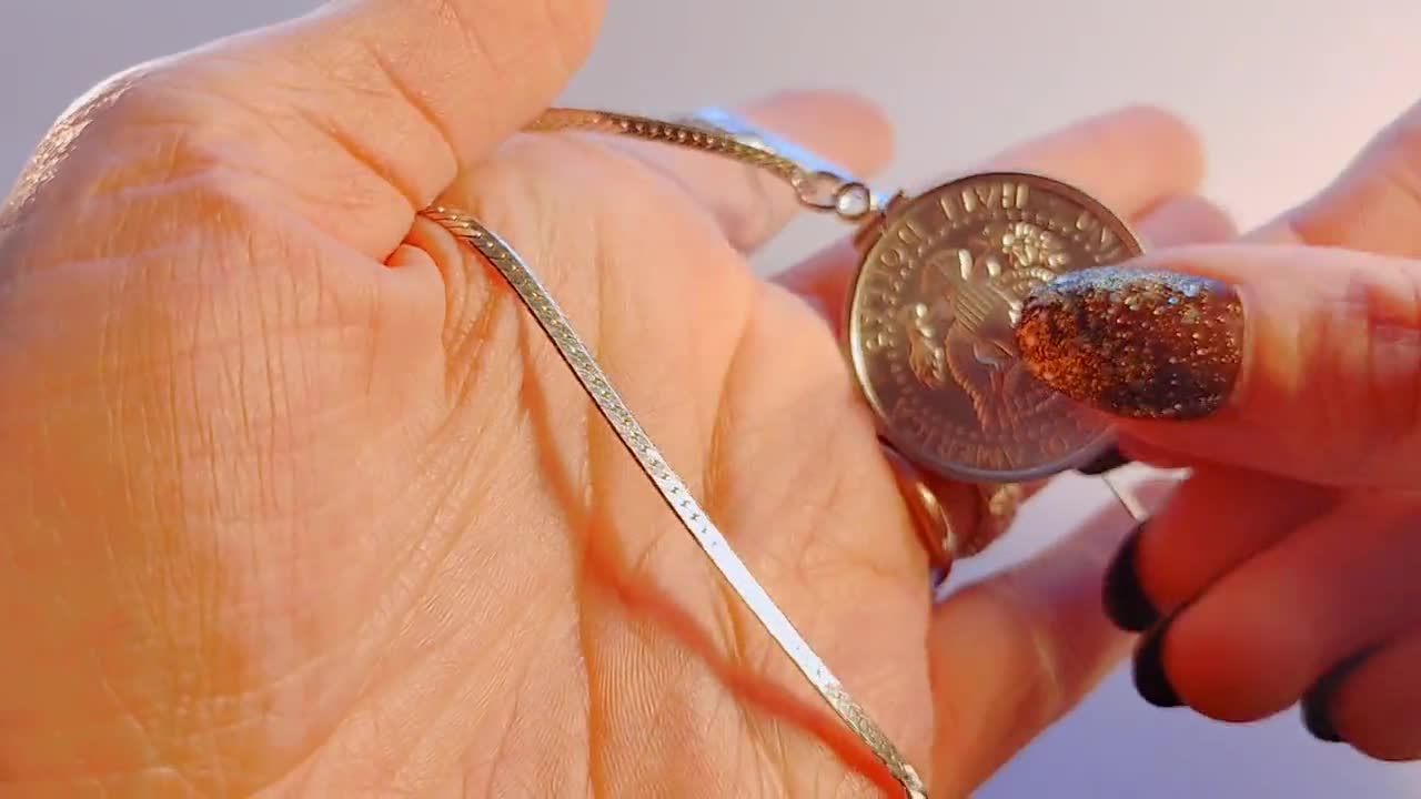 1964 Silver Kennedy Half Dollar Coin Pendant, Sterling