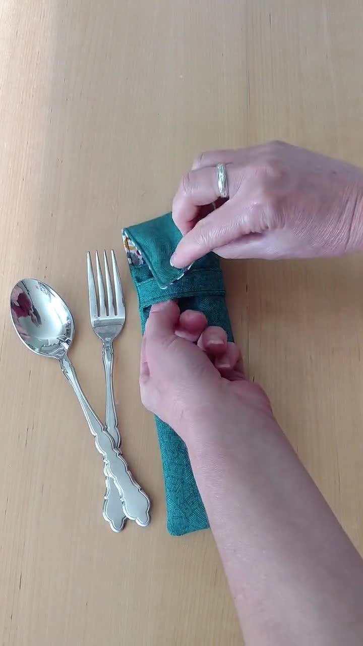 Utensil Pouch Fun Cutlery Carrier Handmade Silverware Case Fabric