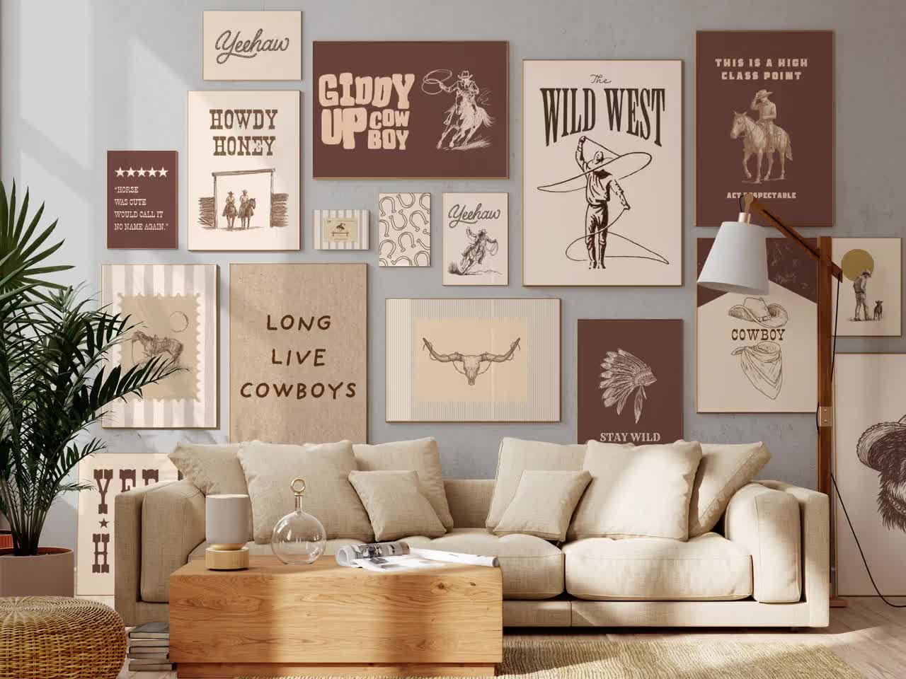 130+ Western Gallery Wall Set, Cowboy Wall Art Bundle, Rustic