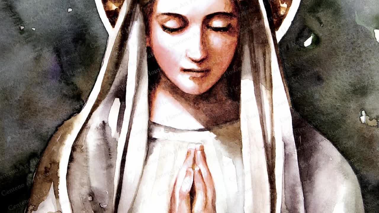 Virgin Mary in Prayer Watercolor Print, Hand painted Watercolor Religious,  Catholic Contemporary