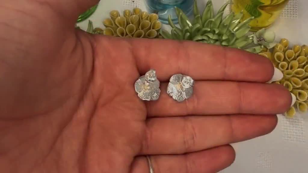 Sterling Silber Mohnblumen Ohrstecker: Roter Emaille Blumen Schmuck video poster