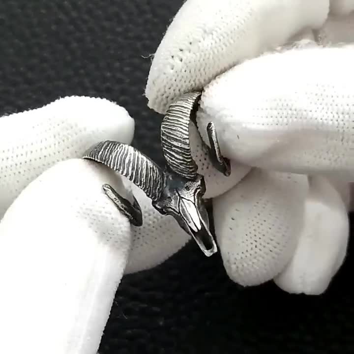 Sterling Silver Ram Skull Pendant – Handmade Animal Totem Necklace