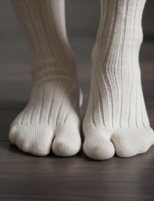 Calcetines de lana con cinco dedos, calcetines de punto trenzado con separadores de dedos, medias térmicas de invierno en blanco crema, suaves y transpirables, regalo para Mori Girl. video poster
