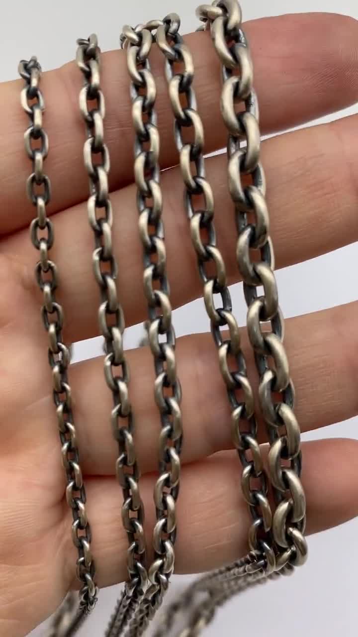 Oxidized Sterling Silver Cable Chain Necklace for Men - Etsy