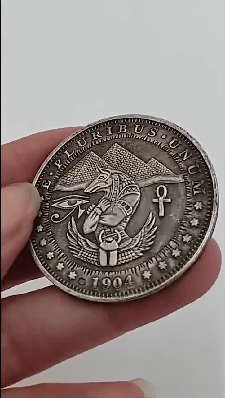 Hand Cut Hobo Coin Horus Ancient God Of Egypt Egyptian Fantasy American Morgan Dollar sale Unique Carved Challenge Token EDC Pendant Nickel Art