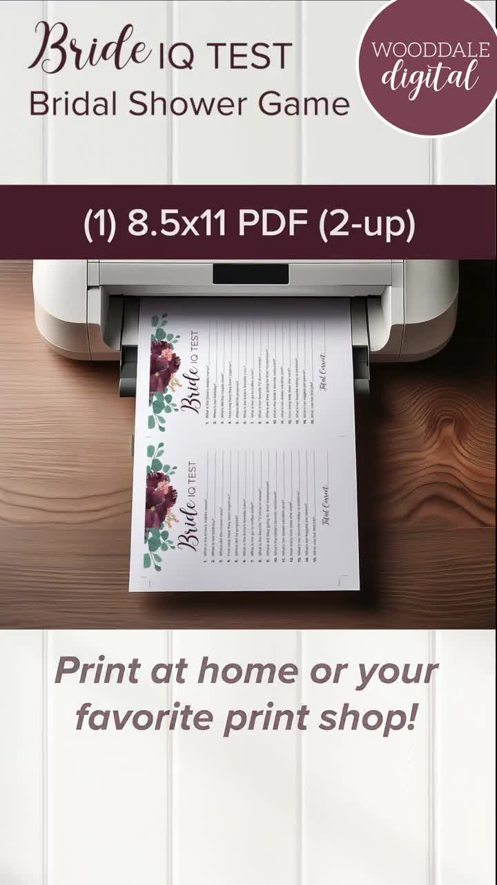 Bridal Shower Games Printable – Bride IQ & Him or Her, Vintage Bouquet (PDF Download) video poster