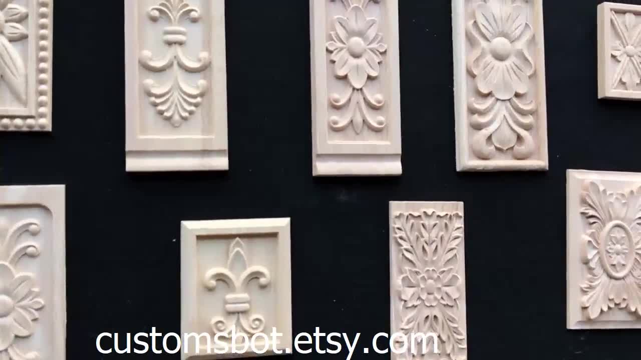 0.3 to 4.0 Wood Trim Molding, Unpainted Carved Line Molding for