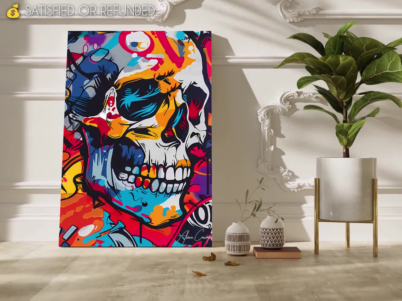Skull Wall Art, Modern Pop Art Prints, Colorful Skull Art Print