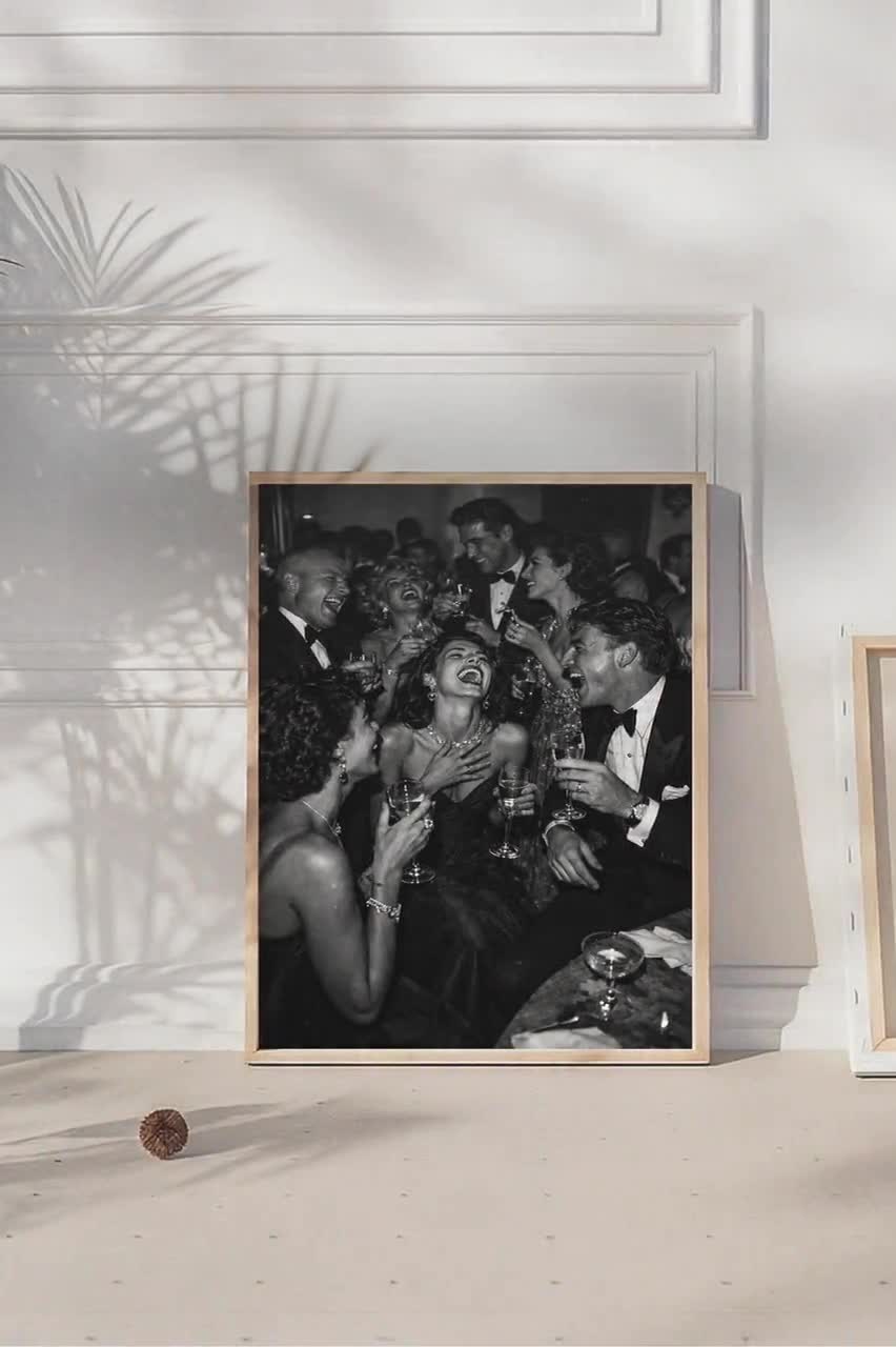 Black & White Vintage Photograph, Luxury Print, Party Scene Poster, Old Money Aesthetic, Apartment Decor, Retro Gallery Wall Art, Printable video poster
