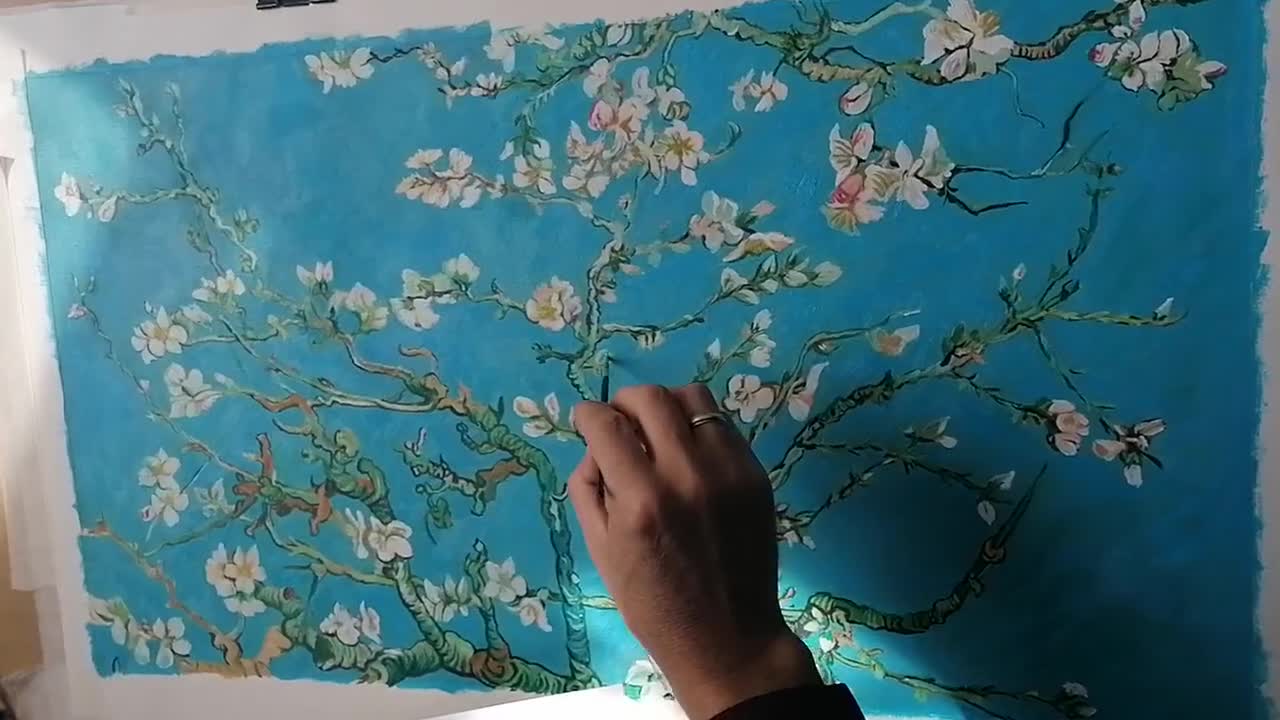 Reproducción al óleo, Vinsent Van Gogh, Almendros en flor, pintura