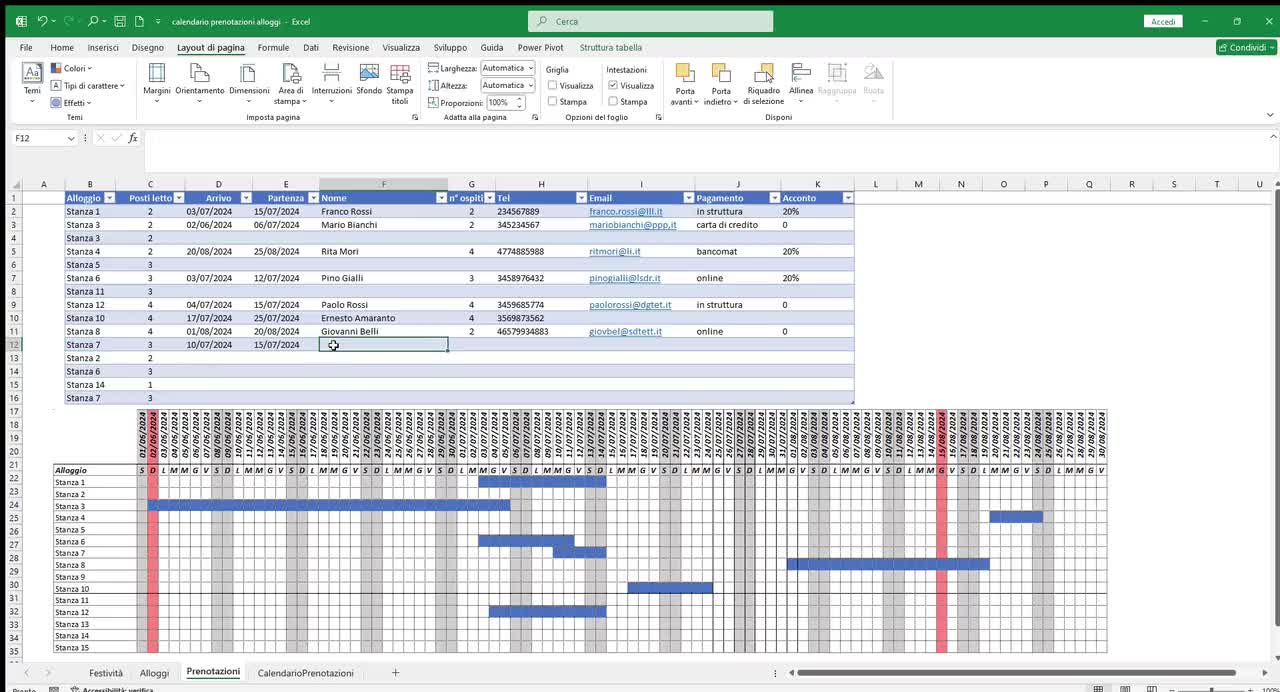 Excel reservations management rooms Bed & Breakfast Holiday Home Hotel Apartments accommodations overbooking notice booking airbeb editable video poster