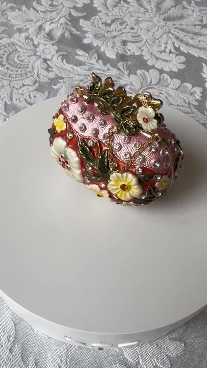 Vintage Sorelle Floral Enamel Trinket Coin or Pill Box • Jeweled