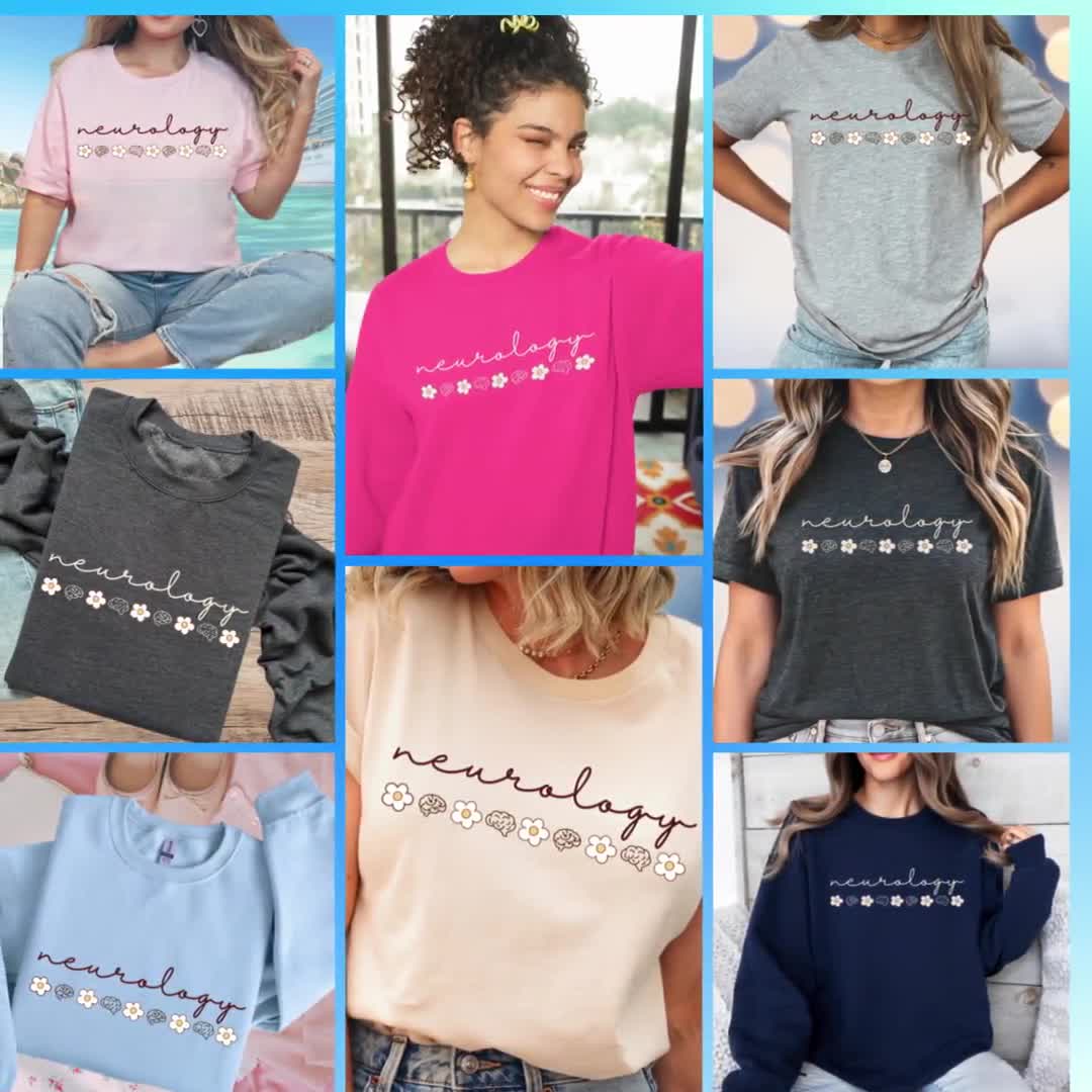 Sudadera de neuroenfermera: camiseta de anatomía cerebral, camiseta retro floral de neurología, camiseta de estudiante de neurociencia EEG, regalo de graduación de doctorado video poster