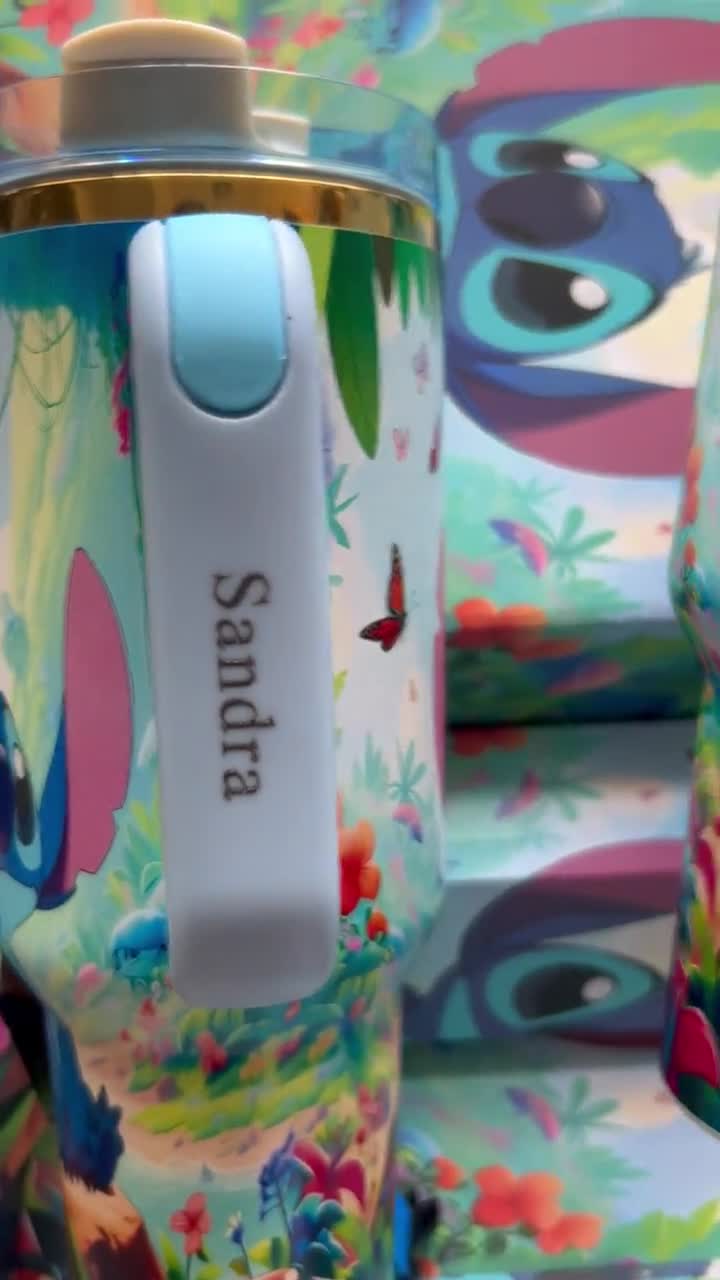 Custom Laser Engraved 40oz Tumbler – Stitch Design, Personalized Gift video poster