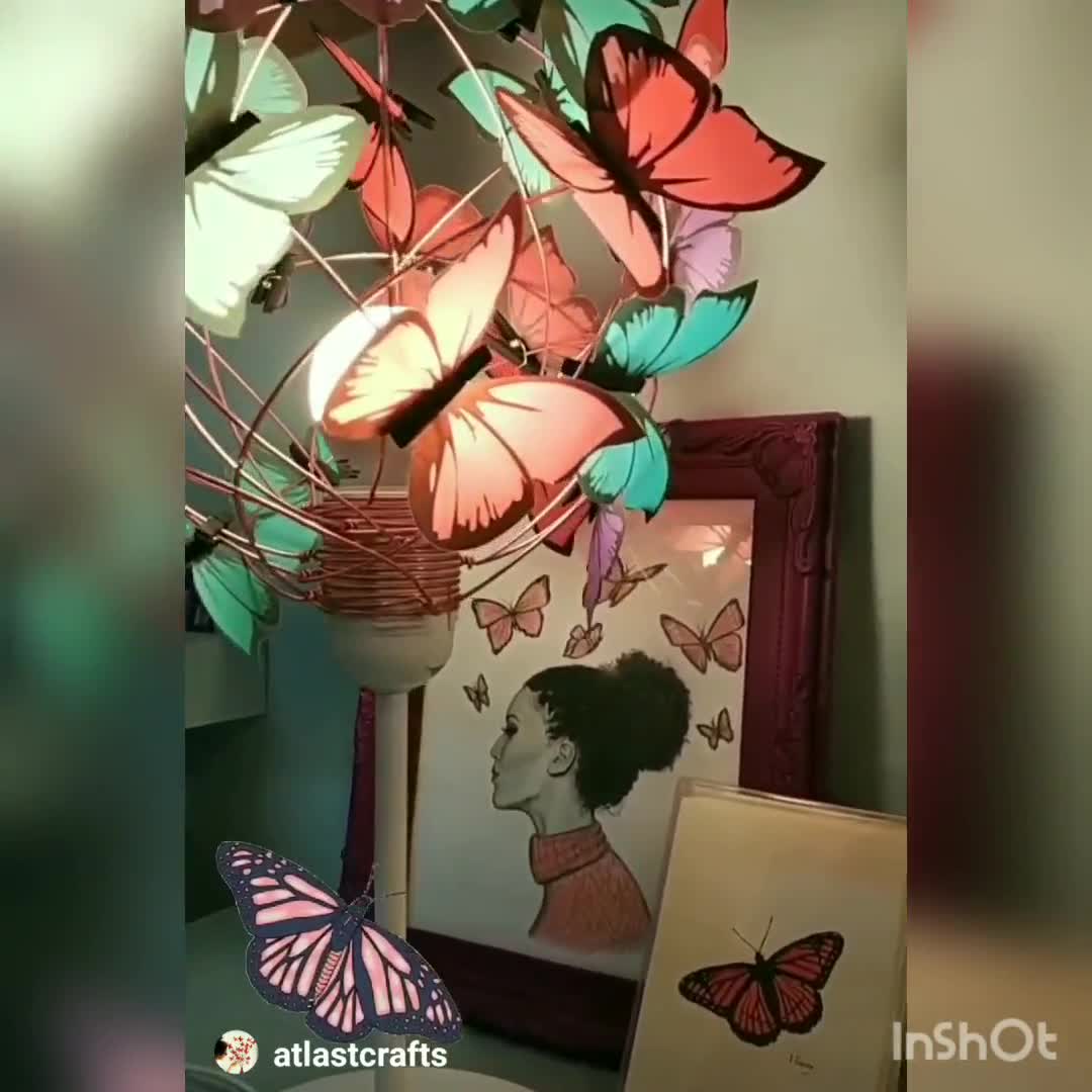 Lampada da tavolo Butterfly per bambina in verde acqua Rosa e