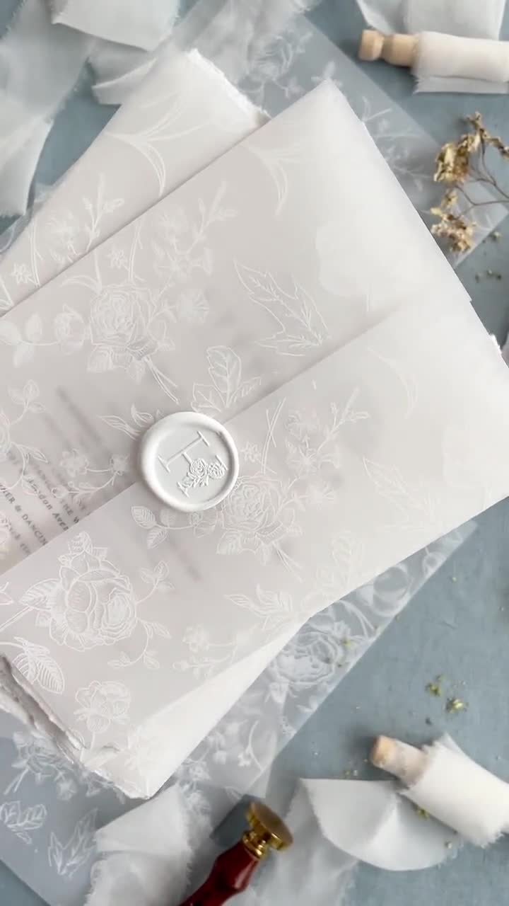 Clear Vellum Envelopes Rose Gold Floral Foil Printed for Your