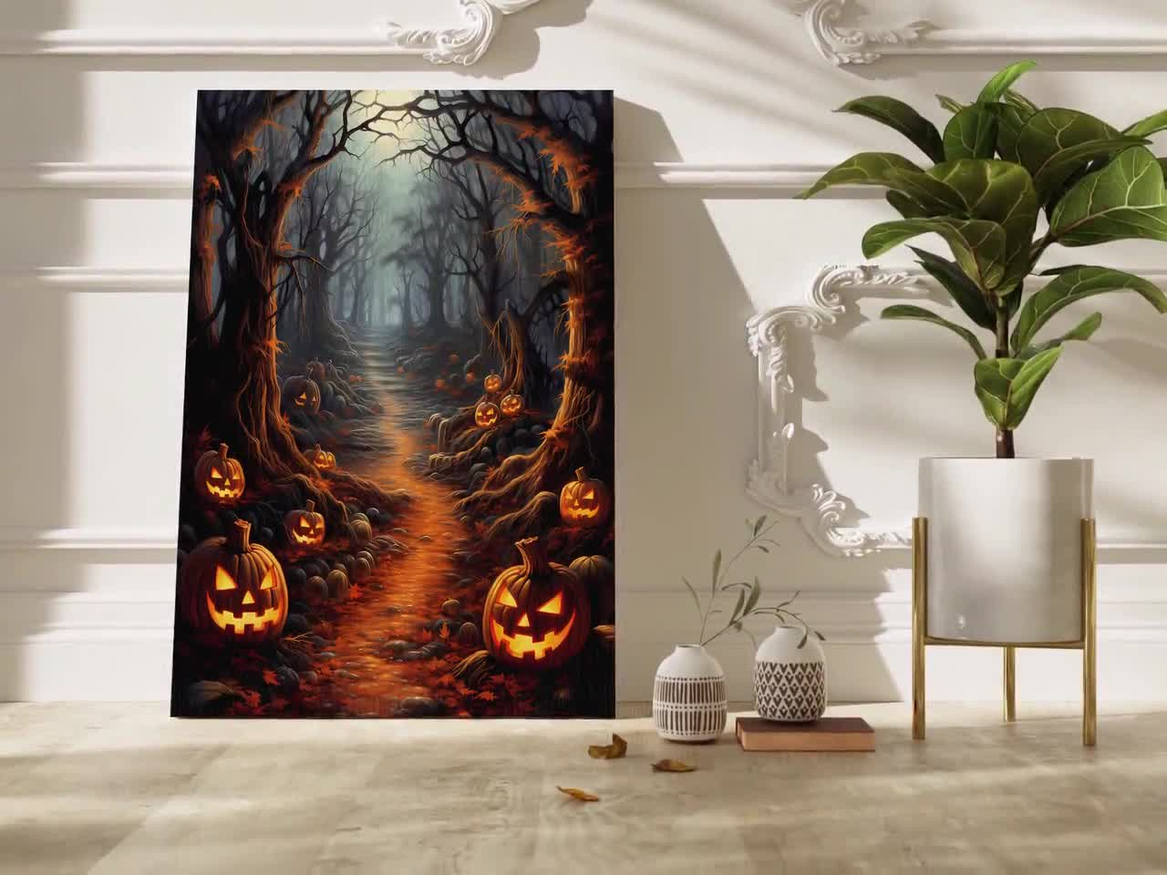 Spooky Forest, Wood Carving, Wall Hanging, Home Decor, Wood Art Canvas, Flower popular Wall Art