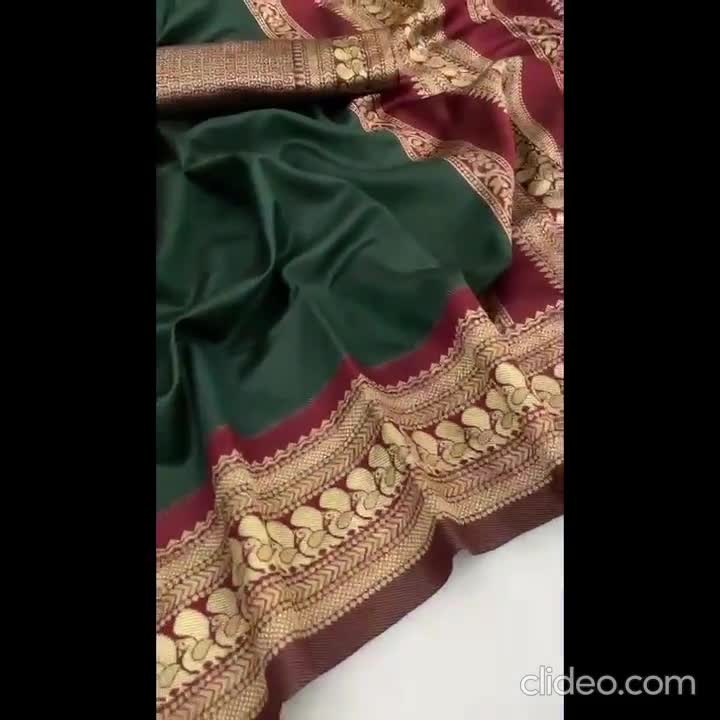 Buy Ready Made Saree Blouse ,green & Maroon Color Semi Silk Beautiful  Copper Zari and Jacquard Work Saree, Wedding Wear Saree, Bollywood Saree  Online in India - Etsy