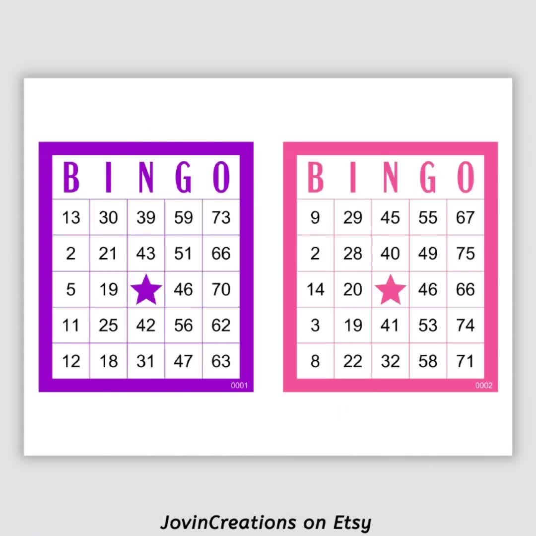600 Bingo Cards, 1, 2, 4, and 6 per Page, Instant Printable Pdf
