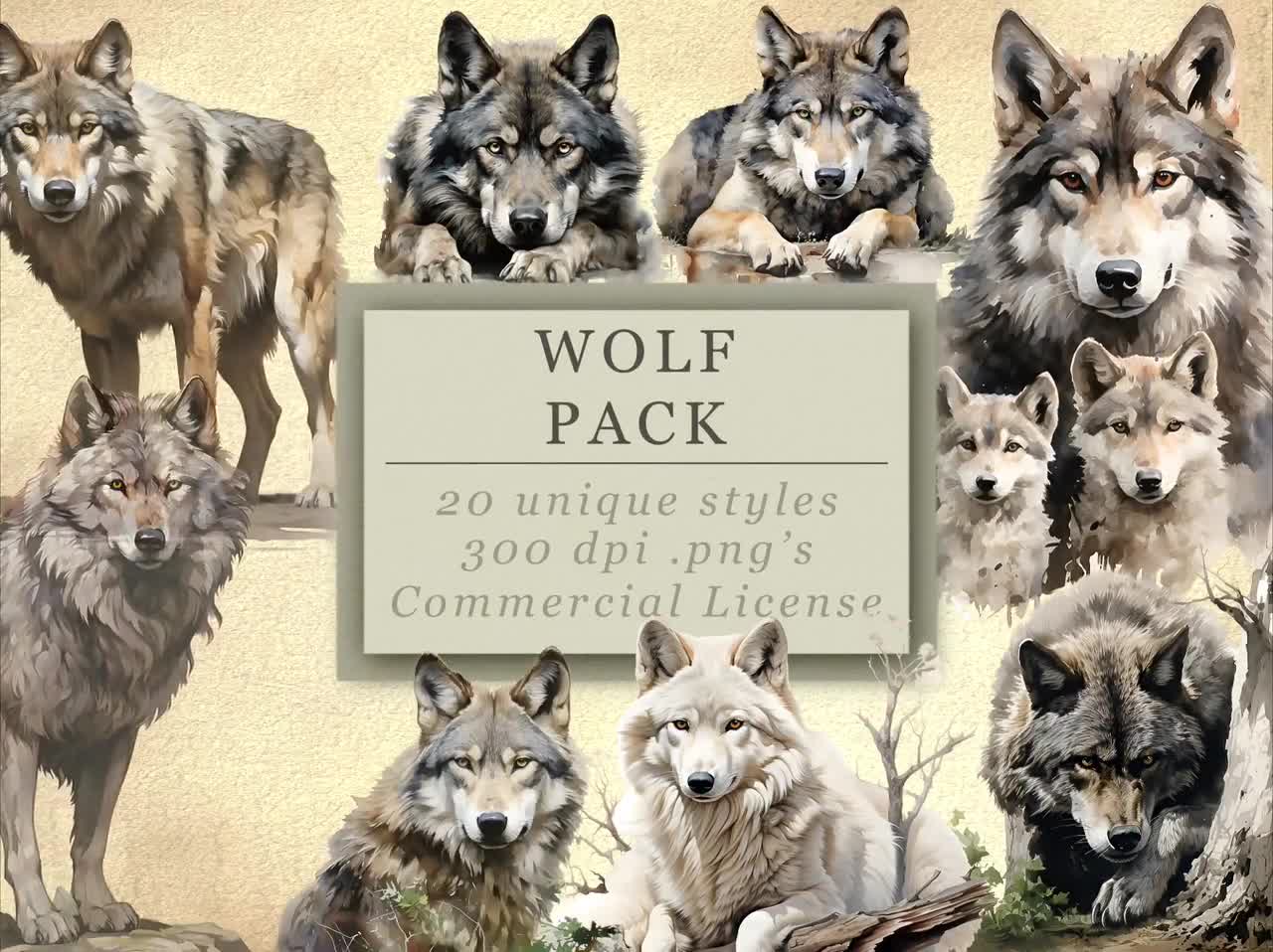 Wolf Pack Clip Art Collection for Art and Design, Instant Download,  Commercial Use, Digital Download, 300 DPI