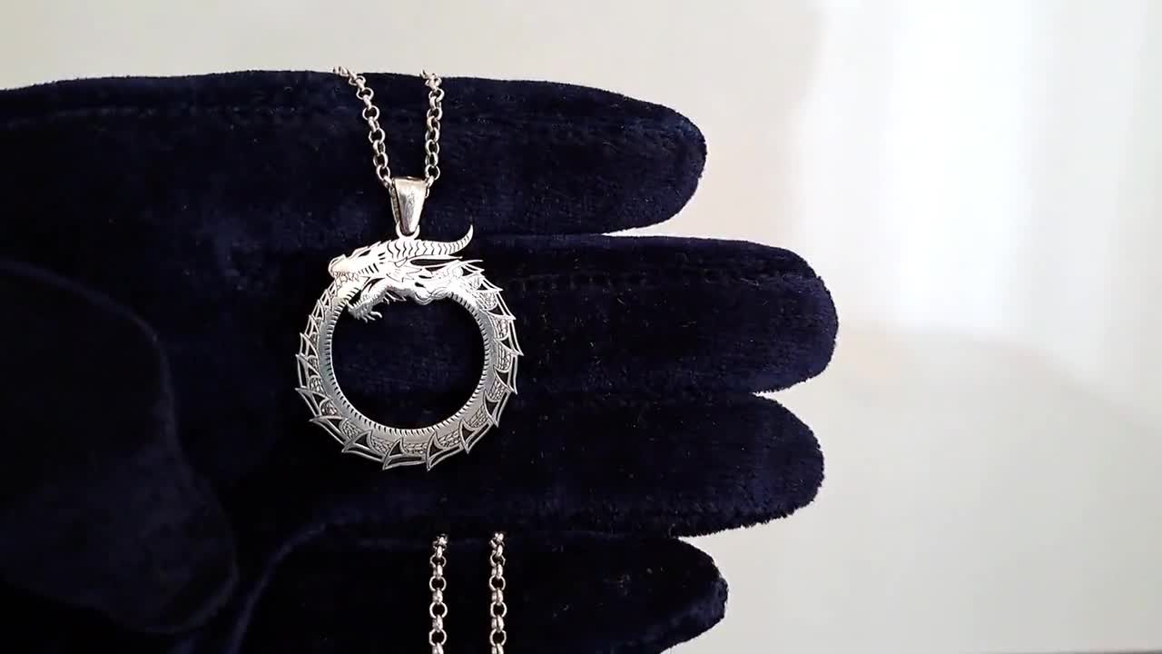 Collana Donna Con Ciondolo Drago In Argento 925 - Infinite U - Gioiello Fantasy Elegante, Regalo Originale Per Compleanno O Natale