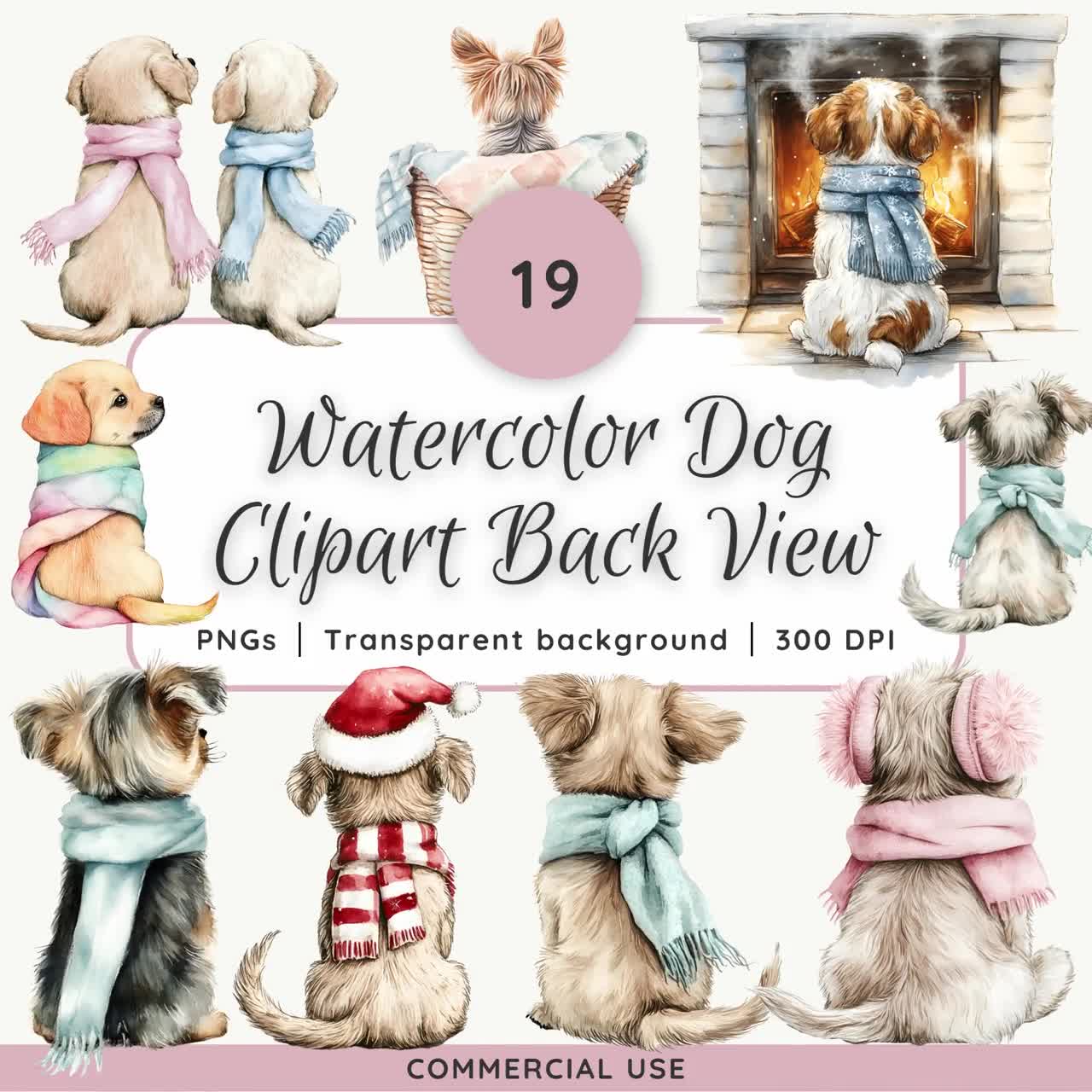 後ろから見た犬のクリップアート、後ろから見た犬、水彩画のゴールデン レトリバーのクリップアート、マルチーズ犬の  PNG、かわいいヨーキーのクリップアート、かわいい黄色のラブラドールのクリップアート, image size:1280x1280