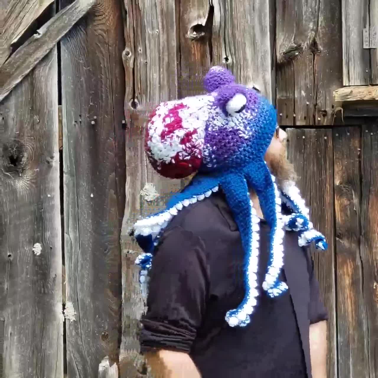 Octopus Hat, Custom Order, Adult Size, Twisted Kraken Hat in Blue, Purple,  Maroon, Tentacles Beanie, Festival Wear, Cthulhu, Cosplay, Ocean