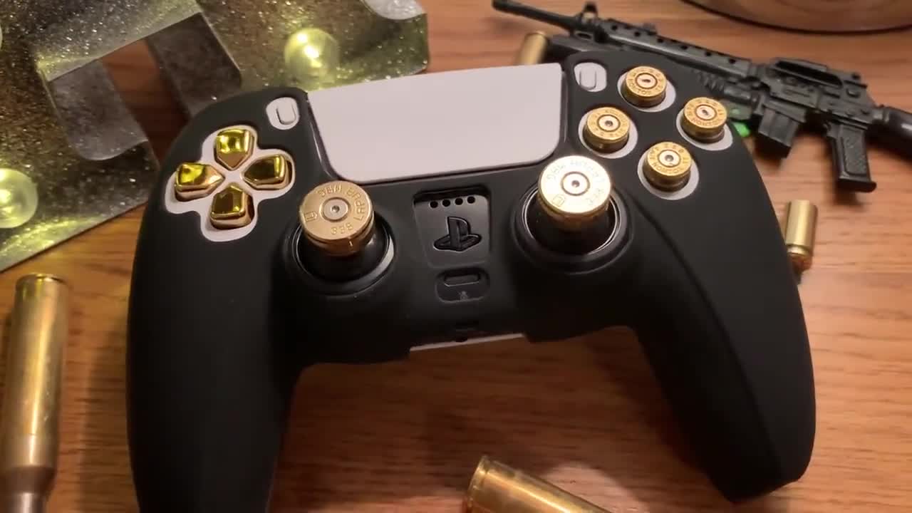 PS5 Gold 9 Mm Bullet Buttons, 338 Thumbsticks & D-pad for Playstation 5  Controller 