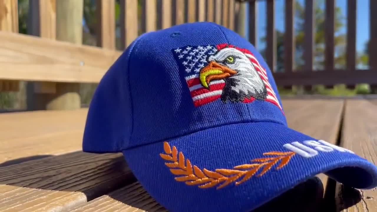 Embroidered Hat Adjustable Sports Eagle USA Flag Hat Eagle Snap