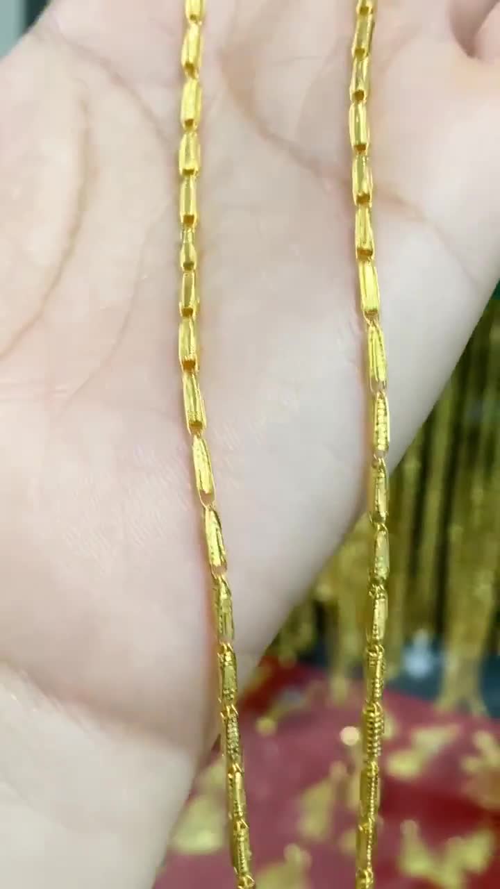 Vintage 24K 980 Pure Gold Bamboo Link Chain Necklace 19