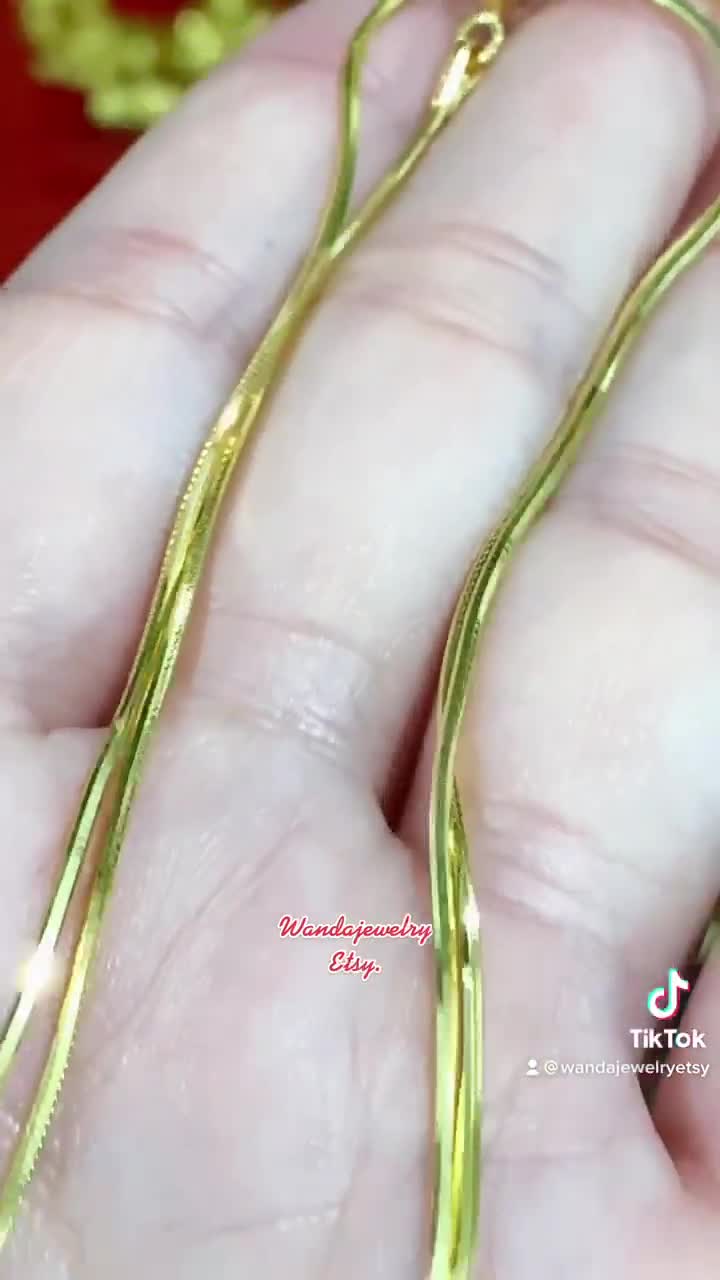 Buy Vintage 18K Solid Yellow Gold Snake Link Chain Necklace 18'' Online in  India - Etsy