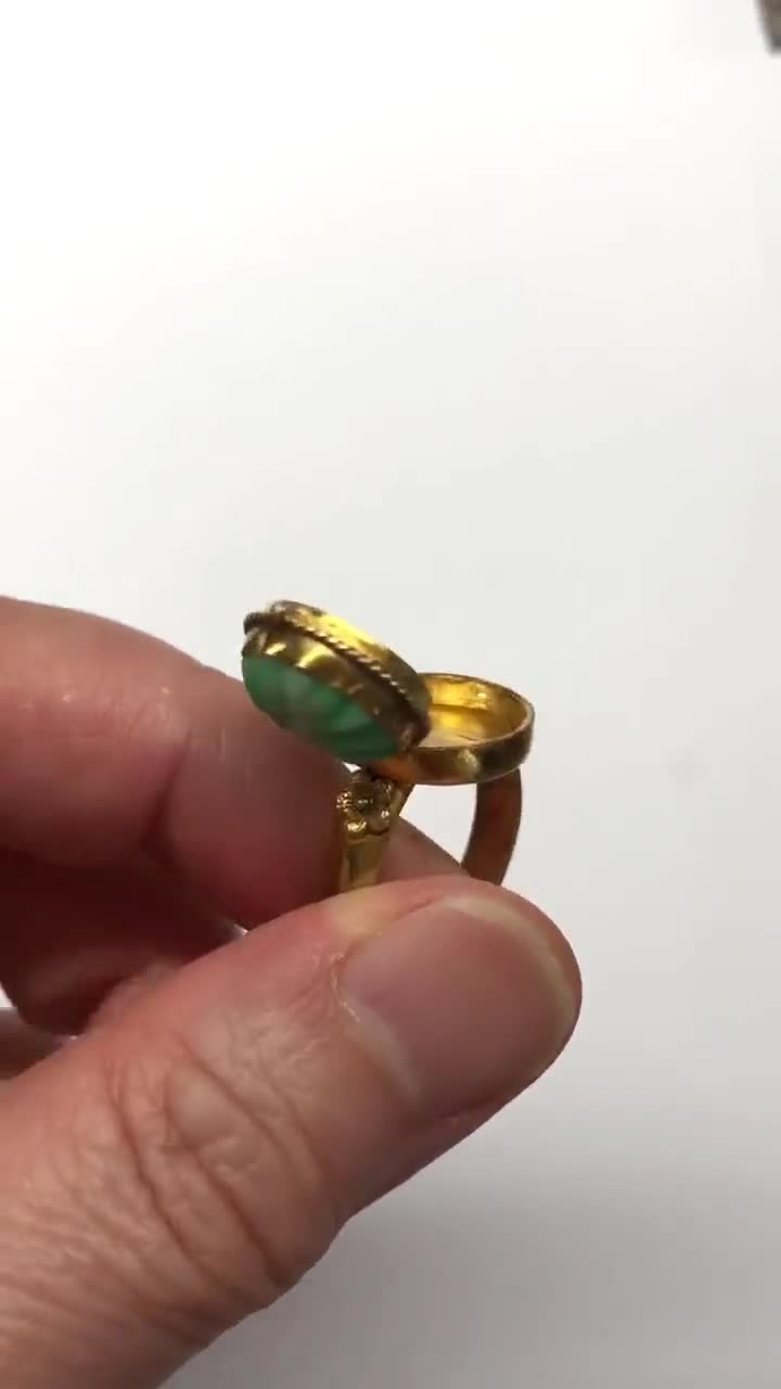 Antique Jade Ring, Jade Poison Ring, Chinese Ring, Antique Carved