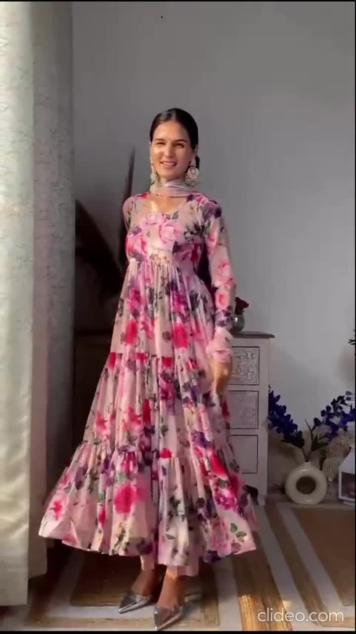 Buy Floral Print Gown-anarkali Gown for Women-long Dress-indian Wedding  Dress-reception-indian Dress-partywear Outfit-flared Dress-gift for Her  Online in India - Etsy