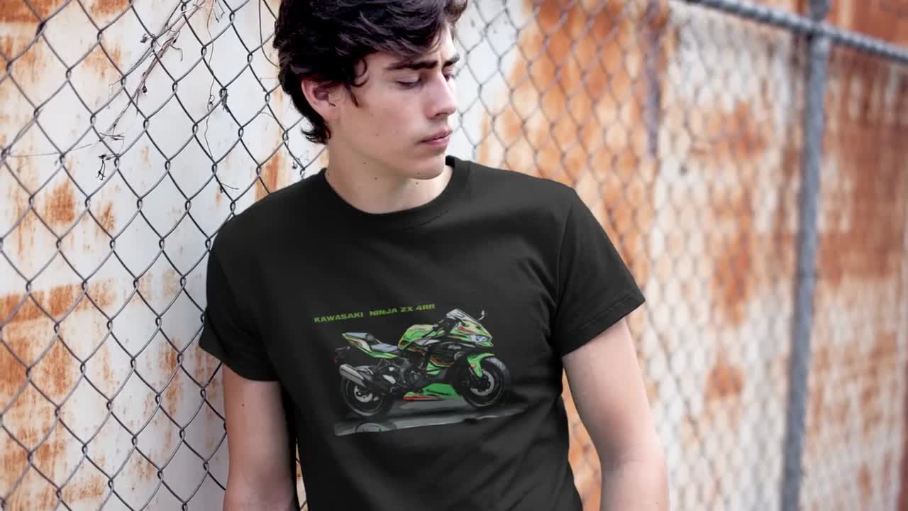 Cool Kawasaki Ninja ZX-4RR Motorcycle T-shirt. 