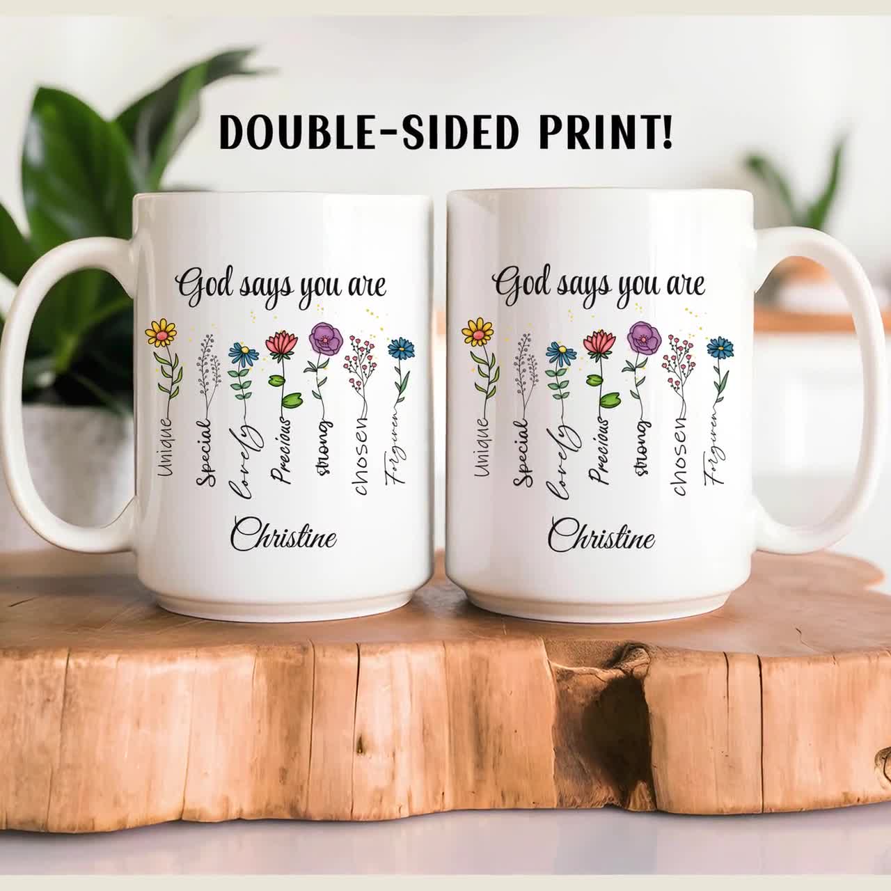 God Says You Are Mug Personalized Christian Mug for Women, Bible Verse Mug  Custom Christian Gifts for Mom, Faith Scripture Mug Religious Mug