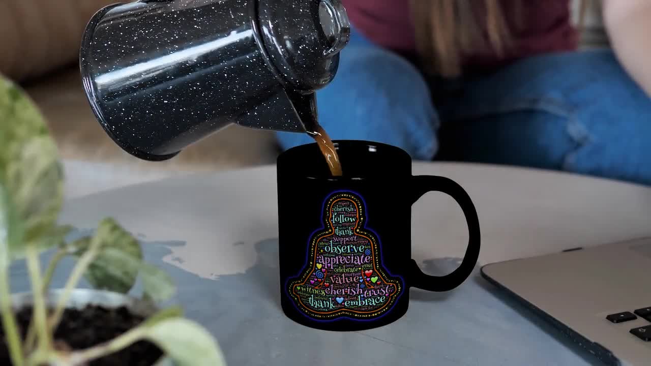 Yoga Meditation 11oz Black Coffee Mug 