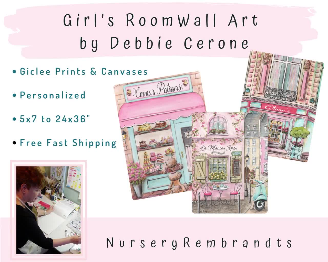 Personalized Paris Bedroom Decor, Set Of 4, Paris Themed Party Custom Pink  Girls French Nursery Wall Art, Baby Shower Gift Set Idea, 6 Sizes