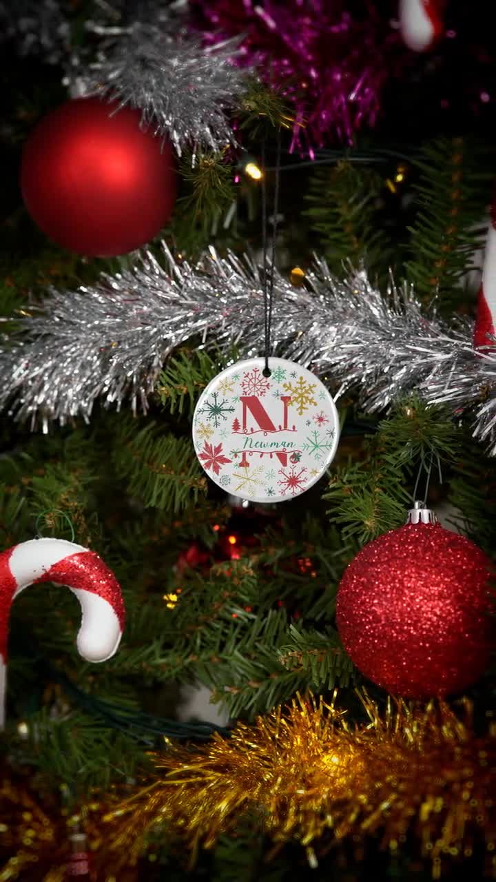 Monogram Ornament, Personalized Family Name Ornament, Personalized