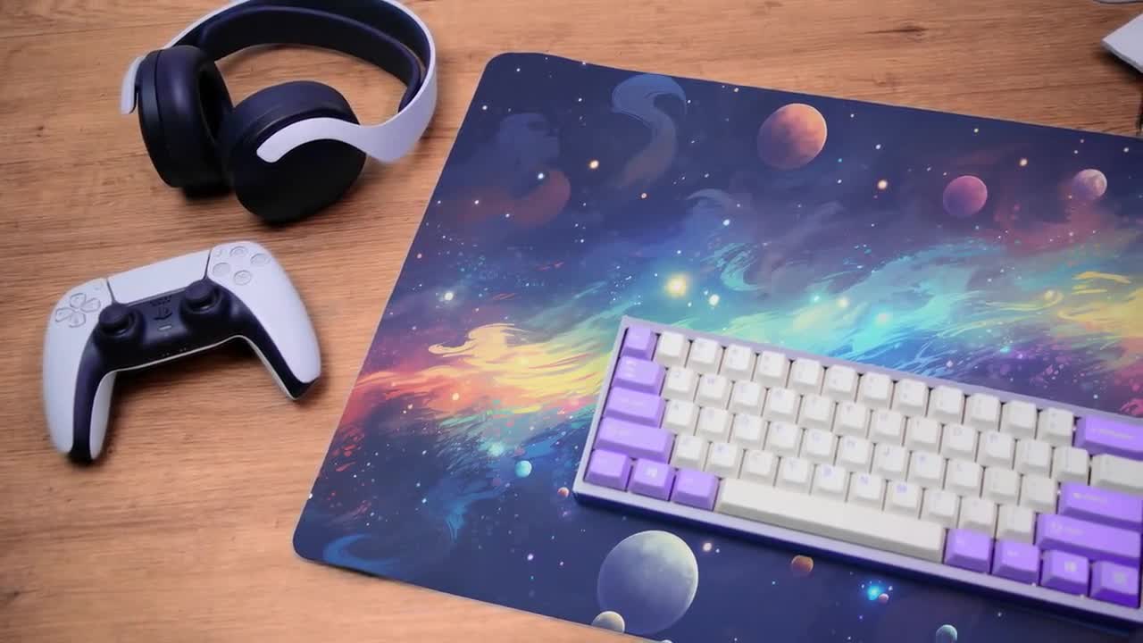 Galactic Streams, Pastel Anime Space Desk Mat, Nebula View, Cute