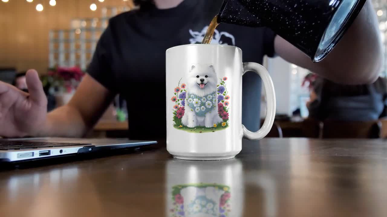 Samoyed Dishwasher Safe Microwavable Ceramic Coffee Mug 15 oz., 1